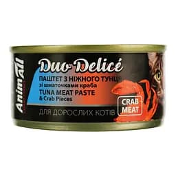 Вологий корм для котів AnimAll Duo Delice паштет з тунця зі шматочками краба 80 г
