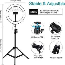 Кольцевая USB LED лампа Puluz PKT3035 10" + штатив 1.1 м - мініатюра 3