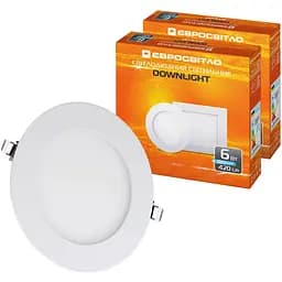 Светильник точечный врезной Євросвітло 6Вт круг LED-R-120-6 4200К 2 шт. (56842)