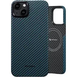 Чехол-накладка Pitaka MagEZ Case 4 Twill 1500D Black/Blue для iPhone 15 (KI1508)