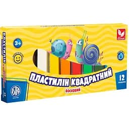 Пластилин восковой Школярик, квадратный, 12 цветов, 230 г (83813908-UA)