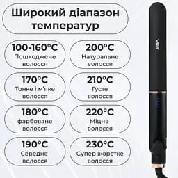 Випрямляч для волосся VGR V-515 з терморегулятором РК-дисплеєм Чорний - мініатюра 7