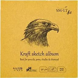Альбом для ескізів SM-LT Art Authentic (Kraft) Layflat 14х14см 90г/м2 48л коричневий папір