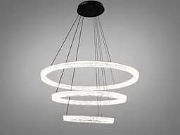 Підвісна LED люстра до 30 м2 Diasha 1712/800+600+400ABK, три кільця, чорна, 125 W
