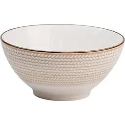 Тарілка TS Kitchen порцелянова глибока 20.5 см у стилі ретро біла HP23385