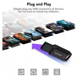 USB флеш накопичувач Lexar 64GB JumpDrive V400 Black USB 3.0 (LJDV400064G-BNBNG) - мініатюра 7