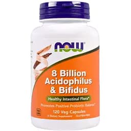 Пробиотик Now Foods Acidophilus & Bifidus 8 Billion CFU 120 вегетарианских капсул