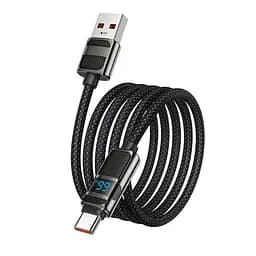 Дата кабель Hoco U137 Line with display USB to Type-C 5A/66W 1.2 м Black - мініатюра 5