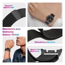 Ремінець металевий для смарт-годинника Google Pixel Watch 40,44,46 mm, Milanese Magnetic, сріблястий, міланська петля, браслет на магнітній застібці, сумісний з годинником Google Pixel Watch, для моделей з розміром корпусу 40,44,46 мм - мініатюра 5