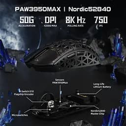 Ігрова мишка ATTACK SHARK R5 Ultra / Три режими підключення / PAW3950MAX / Carbon Fiber / 39 г / Black - мініатюра 6