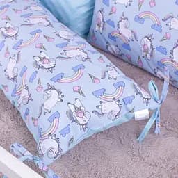 Захисна подушка-борт MirSon Kids Time 18-0006 Rainbow Unicorn, синя, 4 шт. - мініатюра 3