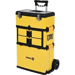 Ящик для инструментов Vorel на 2 колесах с ручкой пластиковый 3 секции 57х37х84.5 см (78738)