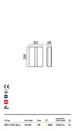 Бра вуличне BREDA AP LED 12W IP54 DB 4000K (5.1.2) Redo 90026 - мініатюра 3