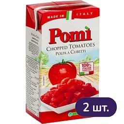 Набір 1 + 1: томати Pomi нарізані кубиками очищені 1 кг x 2 шт.