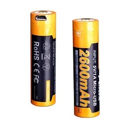 Акумулятор 18650 Fenix 2600 mAh із micro-usb зарядкою (Чорно-жовтий) - мініатюра 3