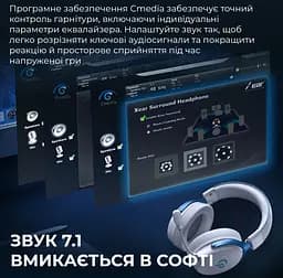 Игровые наушники беспроводные GamePro HSW-191-WHB Asgard Skadi Wireless 7.1 White-Blue - мініатюра 16