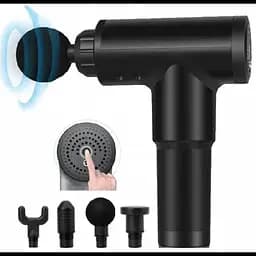 Масажер Акумуляторний для тіла м'язовий портативний ручний 4 насадки Fascial Gun GB-820 Чорний - мініатюра 4