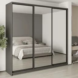 Шафа-купе тридверна MebelStar Комбо BG 3 Дзеркала 250x60x240 см Антрацит (MBS-9805)