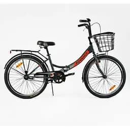 Велосипед складной Corso Advance AD-24715 24" + корзина, односкоростной