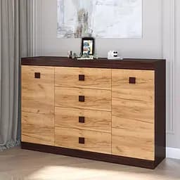 Комод Еверест Соната-8 на 4 ящики та 2 дверцята 140х38х93 см Венге темний/ Дуб Крафт Золотий (DTM 2014)