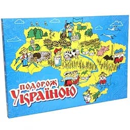 Настольная игра-бродилка Strateg Путешествие по Украине 3 фишки кубик (59ST)