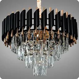 Люстра кришталева світлодіодна 517 Dlight на 9 ламп E14 Золото Чорний (02017)