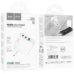 МЗП Hoco C115A Header PD65W+QC3.0 (1USB-A/2C) White - мініатюра 6