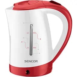 Электрочайник Sencor 0.5 л Strix пластик в комплекте 2 стакана + 2 ложки бело-красный kuh0015385