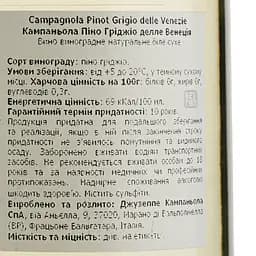 Вино Campagnola Pinot Grigio Veneto, біле, сухе, 12%, 0,75 л - мініатюра 3