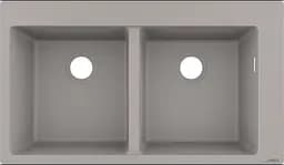 Кухонна мийка Hansgrohe S510-F770 770x510 на дві чаші 370/370 Concretegrey 43316380, Sand