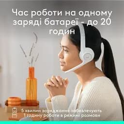 Гарнітура Logitech Zone 300 Wireless Headset BT White (981-001417) (6996323) - мініатюра 3