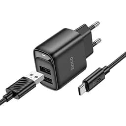 Адаптер сетевой HOCO Type-C Cable Cable Dual-port charger C141A |2USB. 2.1A/10.5W|