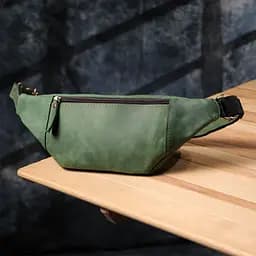 Модна сумка-бананка для чоловіків з натуральної vintage шкіри Shvigel 23124 зелена - мініатюра 9