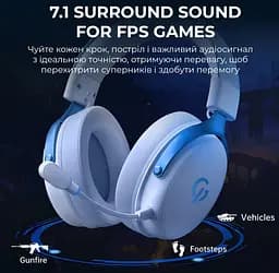 Игровые наушники беспроводные GamePro HSW-191-WHB Asgard Skadi Wireless 7.1 White-Blue - мініатюра 10