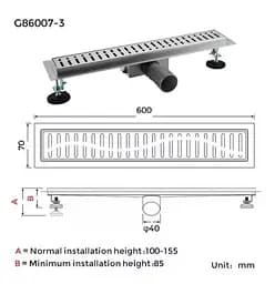 Душовий трап Gappo 70х600 мм, нержавіюча сталь G86007-3 - мініатюра 6