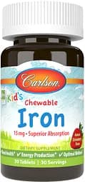 Вітаміни та мінерали Carlson Labs Kid's Chewable Iron, 30 таблеток Полуниця