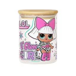 Банка стеклянная для хранения LOLSurprise Glow Girl с бамбуковой крышкой 450 мл 