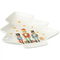 Блюдо J-line у формі ялинки різдвяне з лускунчиком (49327)