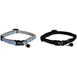 Нашийник для кота Croci Pois нейлоновий зі дзвінком 21-33x1 см чорний/блакитний