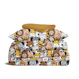Дитяча постільна білизна в ліжечко SAFARI ANIMALS CS6, коричневий (AnimalsCinemaBrownGrey_16Mustard_140)