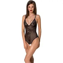 Боди с ажурным декором и открытым шагом Passion Ursula Body black L/XL