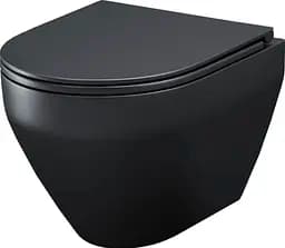 Унитаз подвесной FlashClean Am.Pm Spirit V2.0 с сиденьем микролифт black matt C701700MBSC, Черный матовый