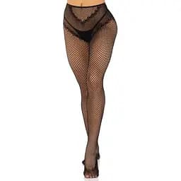Чулки Leg Avenue Crotchless Net Tights With Heart Backseam Black One Size