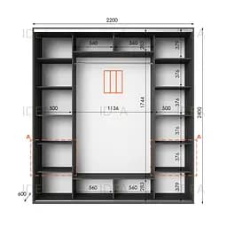 Шафа-купе Idea серія 4 220 x 60 x 240 см Антрацит Дзеркало - мініатюра 2