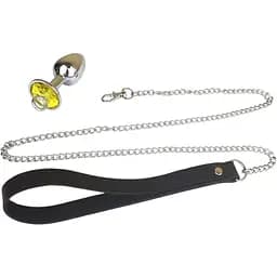 Металева анальна пробка Art of Sex Metal Anal Plug with Leash size M з повідцем