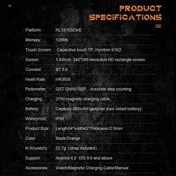 Смарт-годинник Lemfo C20 Pro силіконовий ремінець black orange (16354) - мініатюра 4