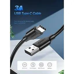 Дата кабель USB 2.0 AM to Type-C 1.0m US287 Black Ugreen (60116) - мініатюра 2