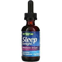 Мелатонін з L-теаніном та травами Nature's Way Sleep Tonight без алкоголю зі смаком вишні 59 мл