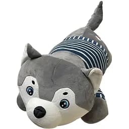 Детская мягкая игрушка Собачка Bambi L1124(Grey) с пледом 60 см