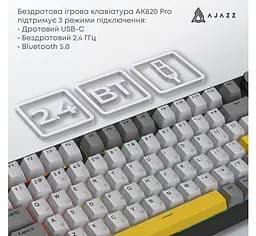 Клавиатура игровая механическая беспроводная Ajazz AK-820B PRO Black RGB Flying Fish Switch Hot-Swap 2.4G/Bluetooth/USB - мініатюра 9
